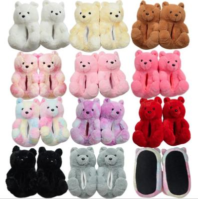 China Warm-keeping Women's Teddy Bear Slippers Winter Warm Plush House Shoes Fur Furry Slides Female Soft Non-slip Shoes for sale