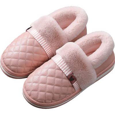 China Winter Waterproof Floor Shoes Men Women Plush Indoor Slippers Home EVA Warm Fur Slippers Waterproof Lovers For Female for sale