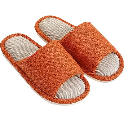 China Women Slippers Breathable Women's Indoor Floor Flats Spring Autumn Linen Bedroom Slippers Flip Flops Couple for sale