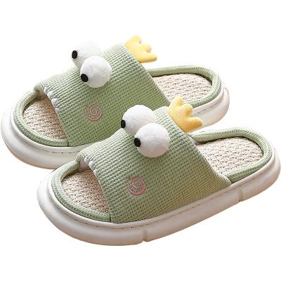 China Autumn Indoor Couple Linen Slipper Women's Casual Home Slippers Thick Non-Slip Slippers Spring Bottom Slippers for sale