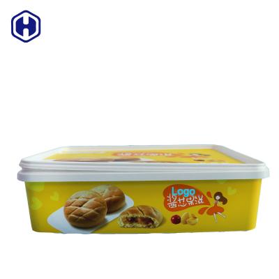 China Recyclable Food Grade Festival Packaging Apple Pie Moon Cake IML Box With Plastic Divider for sale