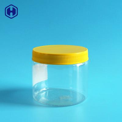 China 100% Round Yellow Lid 450ml Sample Screw Cupcake Cookie Canister PET Boxed Medical Specimen PET Well Sealing Plastic Jar for sale