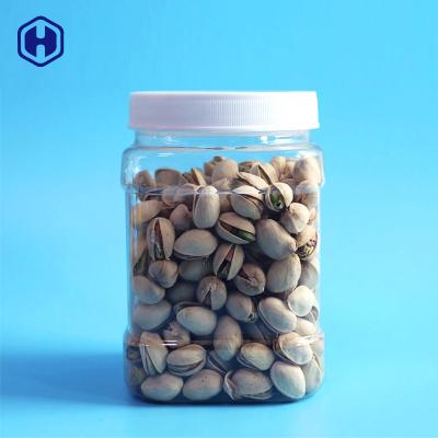 China Well Sealing 850ml Plastic PET Square Jars With Screw Lid Cashew Nut Bottle for sale