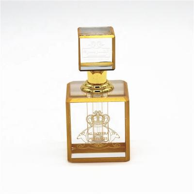 China Perfume Square Perfume Bottle 3ml 6ml 12ml Gold Crystal Lace for sale