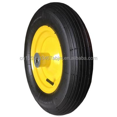 China Hotels 16 Inch Line 4.00-8 Pattern Pneumatic Air Rubber Wheel For Wheelbarrow Trolley Hand Truck Wheelbarrow Spare Part for sale