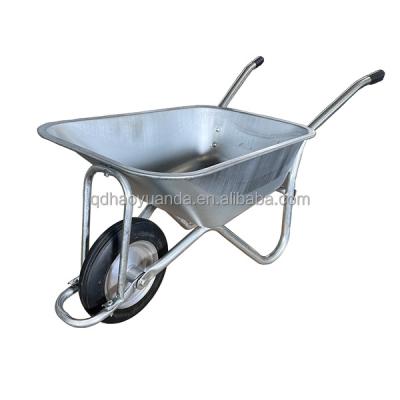 China Metal Construction Industrial Garden Metal Heavy Duty Wheel Barrow Galvanized Wheelbarrow With Rubber Solid Wheel 110L Capacity 180kg for sale