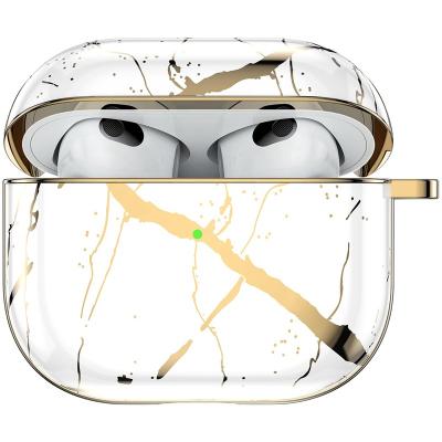 China For 2022 New IMD TPU Earphone Cover For AirPods 3 Case Plated Gold Marble Designer For Airpod Pro Case For Airpod Case With Hook for sale