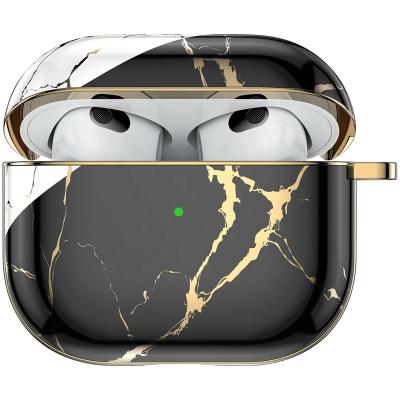 China For 2022 Gen Cases Custom Luxury Earphone Air Pods Pro 3 For AirPods Case Plated Luxury Designer Marble AirPods Cover - Gold Ready St for sale