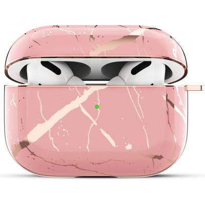 China For Earbuds 2020 Bestsold Private Mold Gold Hard PC Case Luxury Electroplating Protective Cover for AirPods pro with Key Chain - Marble for sale