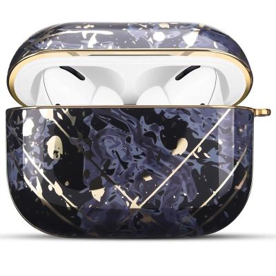 China For Earbuds Market Unique Design Gold Electroplating Cover Device For AirPods Pro 2020 Case Hard PC Case With Printed Marble Pattern for sale