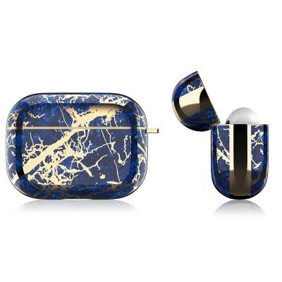 China For Earbuds Gold Marble Wireless Earphone Hot Selling PC Electroplating Hard Case For AirPods pro For AirPods 2 Cover Luxury for sale