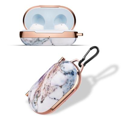 China For Earphone Factory Wholesale Luxurious Marble Gold PC Plated Case For Samsung Galaxy Buds Charging Case Protective Shockproof Covers for sale