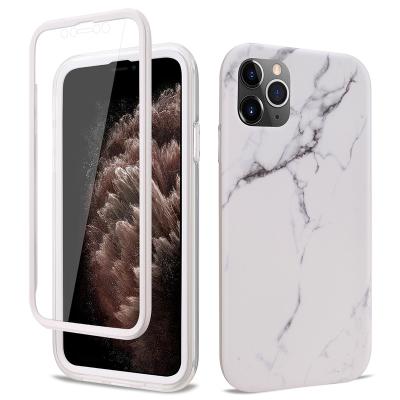 China Anti-drop For iPhone 11 Pro Max Case Shockproof Marble Phone Cover With Built-in Screen Protector Back Cover Cases for sale