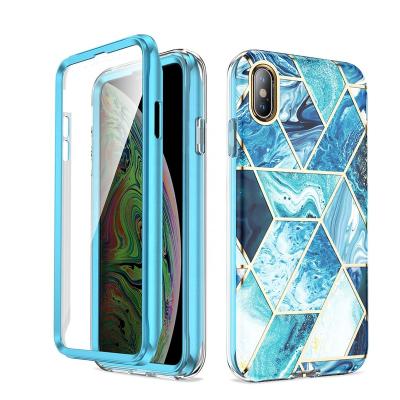 China Protect your phone from Scratching& Drop for iPhone 7/8 7/8+ X XS XR Xs Max Mobile Phone Case Cover with Built-in Screen Protector Plated Marble Style for sale