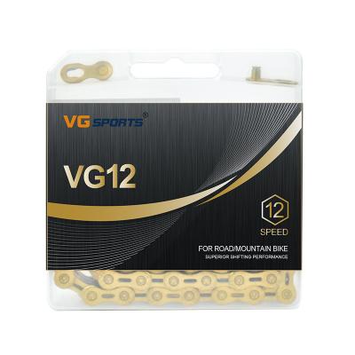 China VG Sports 12 24 36 Speed ​​Half Ti Golden Hollow Bicycle Chains For MTB Mountain Road Bike 1/2