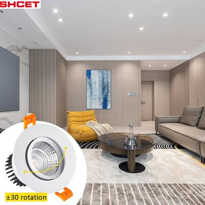 China CET-074 High Lumens Energy Saving 7W 10W Recessed Downlight Round Anti-Glare Dimmable COB Led Down Light for sale