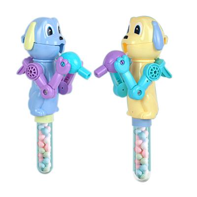 China Cartoon Toys Wholesale Plastic Kids Cardboard Dog Candy Toy With Tube ODM/OEM for sale