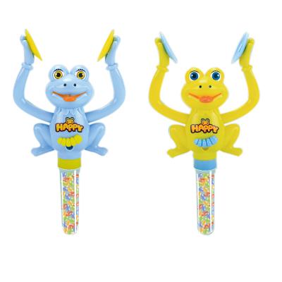 China Cartoon Toys Plastic Clapping Hands Drum Frog Toys Candy Sweet-China Plastic Toys Candy for sale