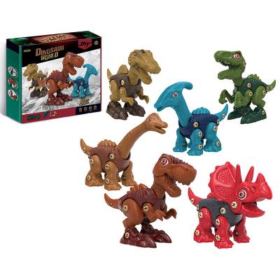 China Hot Selling 6PCS Amazon Educational DIY Take Apart Dinosaur Assembly Toys With Drill Light And Music D159544 for sale