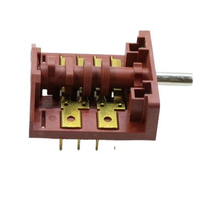 China Red Rotary Switch 4 Position Electric Horizontal Change Selector Rotary Oven Equipment Switch For Electronic Equipment 16A 250VAC for sale