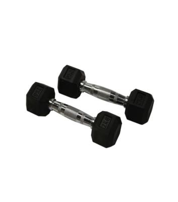 China Home Use Bodybuilding Equipment Fixed Black Hexagonal Rubber Dumbbells for sale