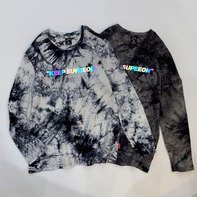 China Long Sleeve Link Dye Laser Reflection T-shirts Cotton Men Vintage Spring Crewneck QUICK DRY T-shirt for sale