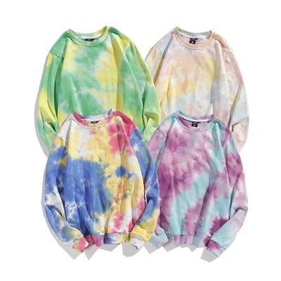 China Anti-wrinkle Hip Hop Loose Couples Tie Dye Cotton Long Sleeve Tops Casual Unisex Hoodies for sale