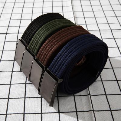 China Cotton Polyester Canvas (Buckle Material: Alloy Nylon Canvas Elastic Stretch Belt) For Men Smooth Clip Buckle Canvas Belt Without Holes for sale