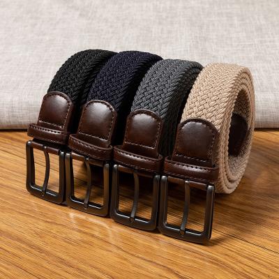 China Wholesale Custom Fashion Cotton Polyester Canvas Strap Webbing Military Elastic Web Belt (Imported Elastic Band) 3.8CM For Men for sale