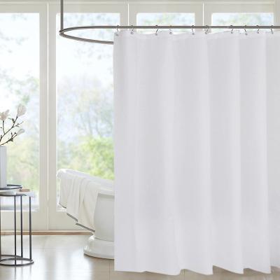 China Wholesale viable elegent white solid color fabric polyester shower curtain for bathroom for sale