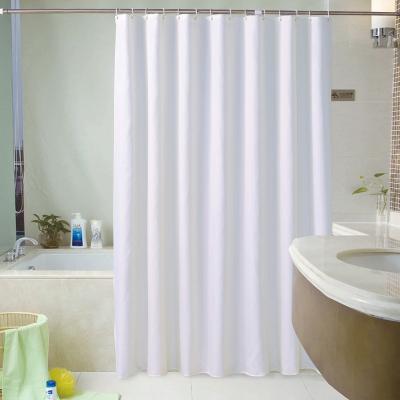 China Hot Selling Fabric Shower Curtain Sustainable Waterproof Polyester Shower Curtain White Bath Room Curtains for sale