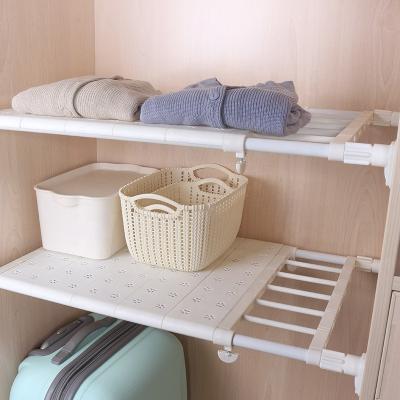 China Sustainable Adjustable Cabinet Shelf Wardrobe Storage Rack Shelves Closet Organizer Shelf Dividers Cabinets Layered Partition Storage Frame for sale