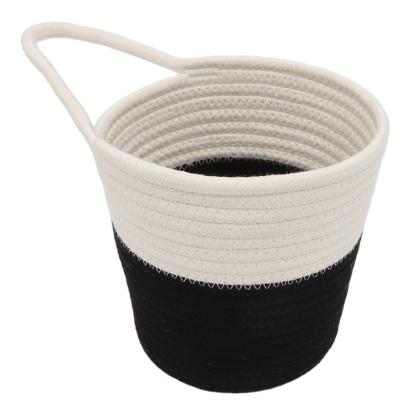 China Viable Multifunctional Customizable Multi-Color Customizable Small Artifact Cotton Rope Woven Basket Woven Basket With Handle for sale