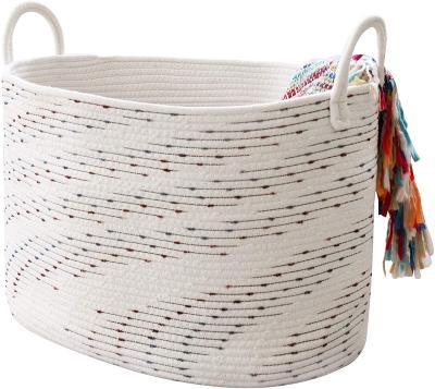 China Eco-Friendly Cotton Rope Storage Basket Woven Macrame Storage Boxes Square Organizer and Bins Cotton Rope Plant Basket for sale