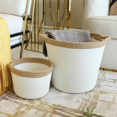 China XXL Woven Household Storage Set Large Cotton Sustainable Multifunctional Universal Decorative Foldable Rope Storage Two-Piece Basket for sale