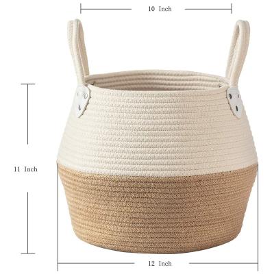 China Custom Viable High Quality Holiday Storage Box Cotton Rope Storage Basket Kids Toys Trash Bins Hamper Storage Baskets for sale