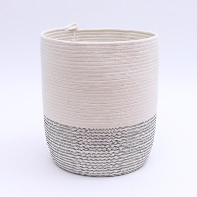 China Sustainable New Style Rope Cotton Basket Round Woven Cotton Rope Basket for sale