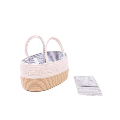 China Viable Factory Directly For Custom Wholesale Yellow Rope Woven Rice Cotton Baby Laundry Processing Diapers Toys Storage Basket for sale