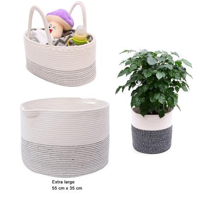 China Modern Sturdy Plant Woven Basket Rope Cotton Woven Basket for Indoor Flower Pot Floor Planters, Organizer Storage Basket for sale