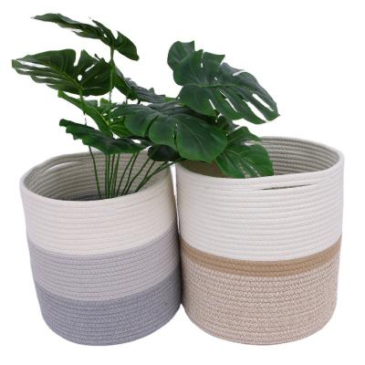 China Viable the most popular cotton rope woven flowerpot produced in Qingdao has multiple functions which can be placed and hung decorated for sale