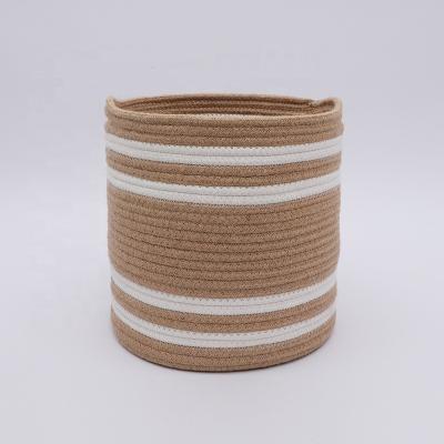 China Xinyide Jute Simulation Flower Arrangement Storage Basket Tassel Cotton Rope Basket Flower Single Viable Laundry Basket for sale