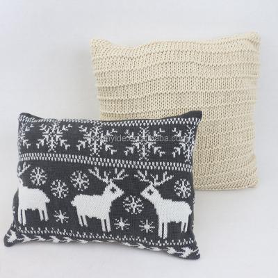 China Wool Material Cushion Sustainable Soft Knitting Lumbar Back Cushion for sale