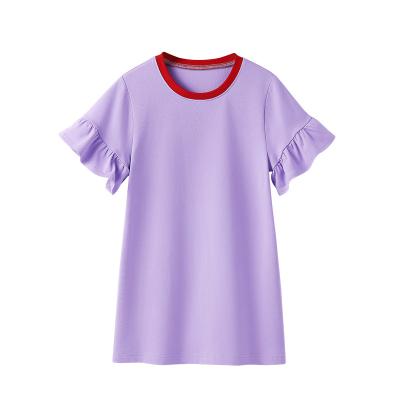 China Summer Girls Breathable Pure Cotton Nightgown Girls Ruffle Casual Dress Homewear Girls Nightgown Cotton Skirt for sale