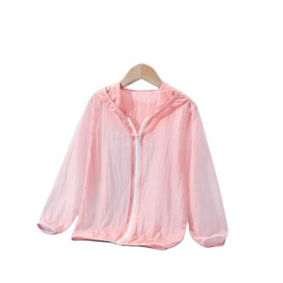 China OEM Outdoor Children's Clothing Girls Sun Protection Clothing Zipper Hooded Summer UV Protection Girls Jacket for sale