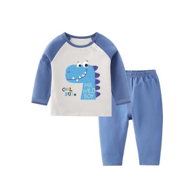 China Breathable Kids Pajamas Raglan Sleeves Kids Pajamas 100% Cotton Blue Spring and Autumn Long Sleeves Pijamas Cartoon for sale