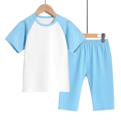 China 2021 Summer Children's Suit Home Service Men's and Women's Baby Air Conditioning Shirt Breathable Short Suit for sale