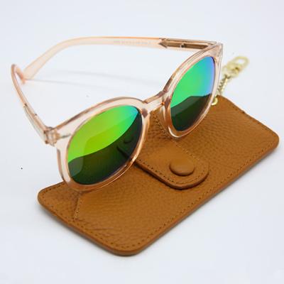 China Travelling Textured Metal Chain Buckle PU Leather Sunglasses Case Multicolor Soft for sale