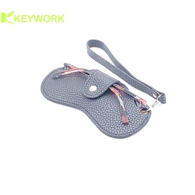 China Minimalist Female Calf Skin Soft Sunglasses Case Snap Fastening Closure Detachable Lanyard for sale