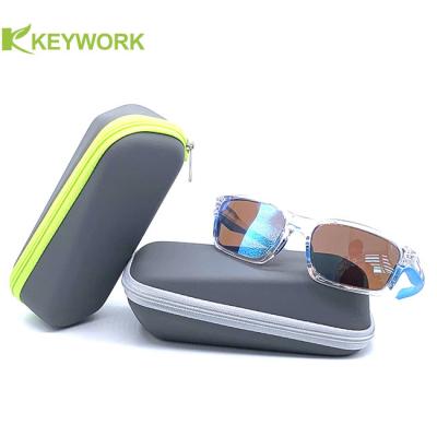 China Irregular cuboid Sports Sunglasses Case Waterproof PU Leather Metal Zipper Factory Wholesaler for sale