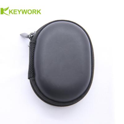 China Black Mini Zipper Ellipse Classic Eva Earphone Case Portable Earphone Storage Box Facotory for sale